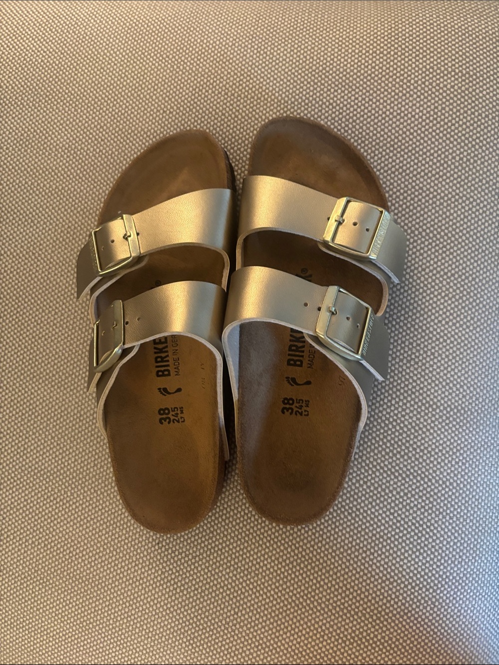 Birkenstock Arizona Two-Strap Sandals - Metallic Champagne